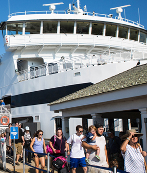 Passengers de-boarding the Island Home